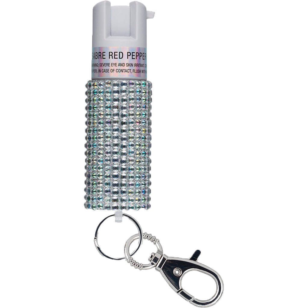 Sabre Sabre Jeweled Pepper Spray with Snap Clip Silver - Imported Draft - DropShot Archery
