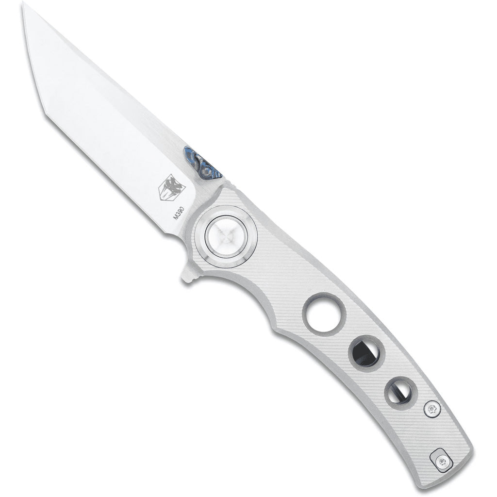 Cobratec Maverick Button Lock M390 Tanto Bld Knife Folding Blade Silver