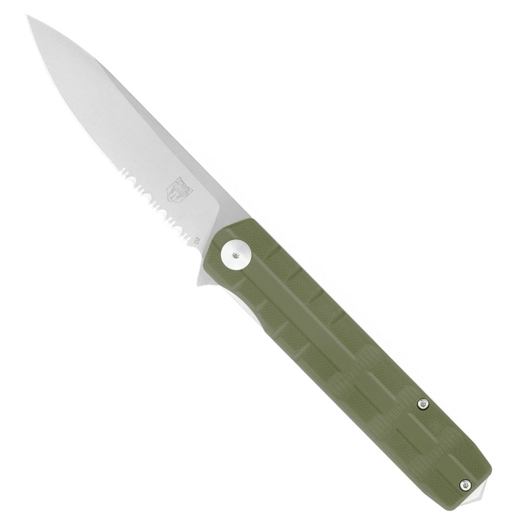 CobraTec Cobratec Large Kuzio Drop Serrated Folder Knife Folding Blade Od Green - Archery & Outdoor Gear - DropShot Archery