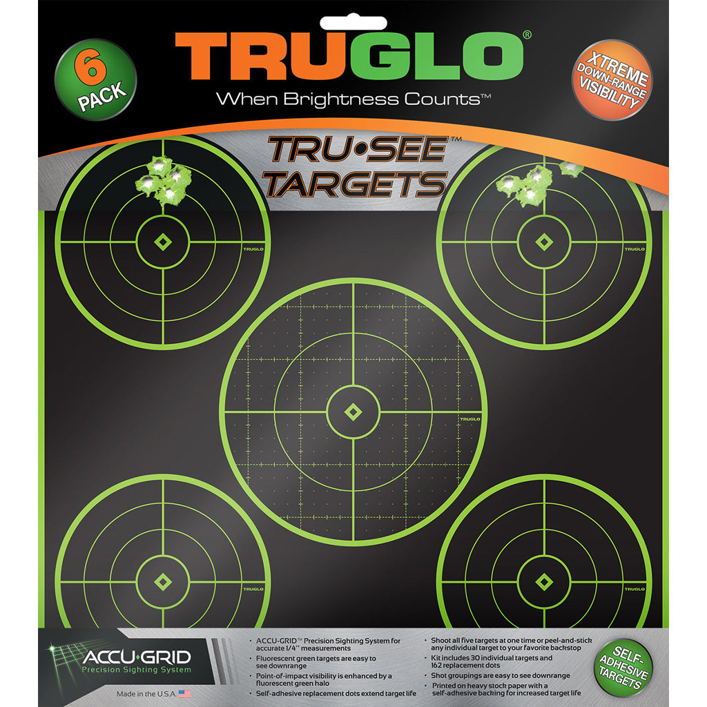 Truglo Truglo Trusee Splatter 5-bullseye Target Green 12x12 6 pk. - Outdoor Gear - DropShot Archery