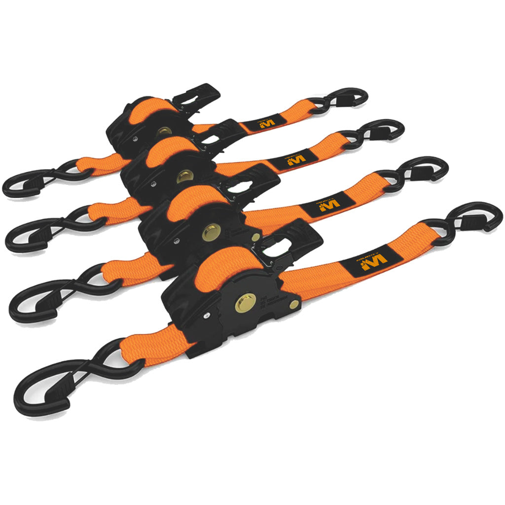 Muddy Retractable Ratchet Straps 1X10 4pk Orange