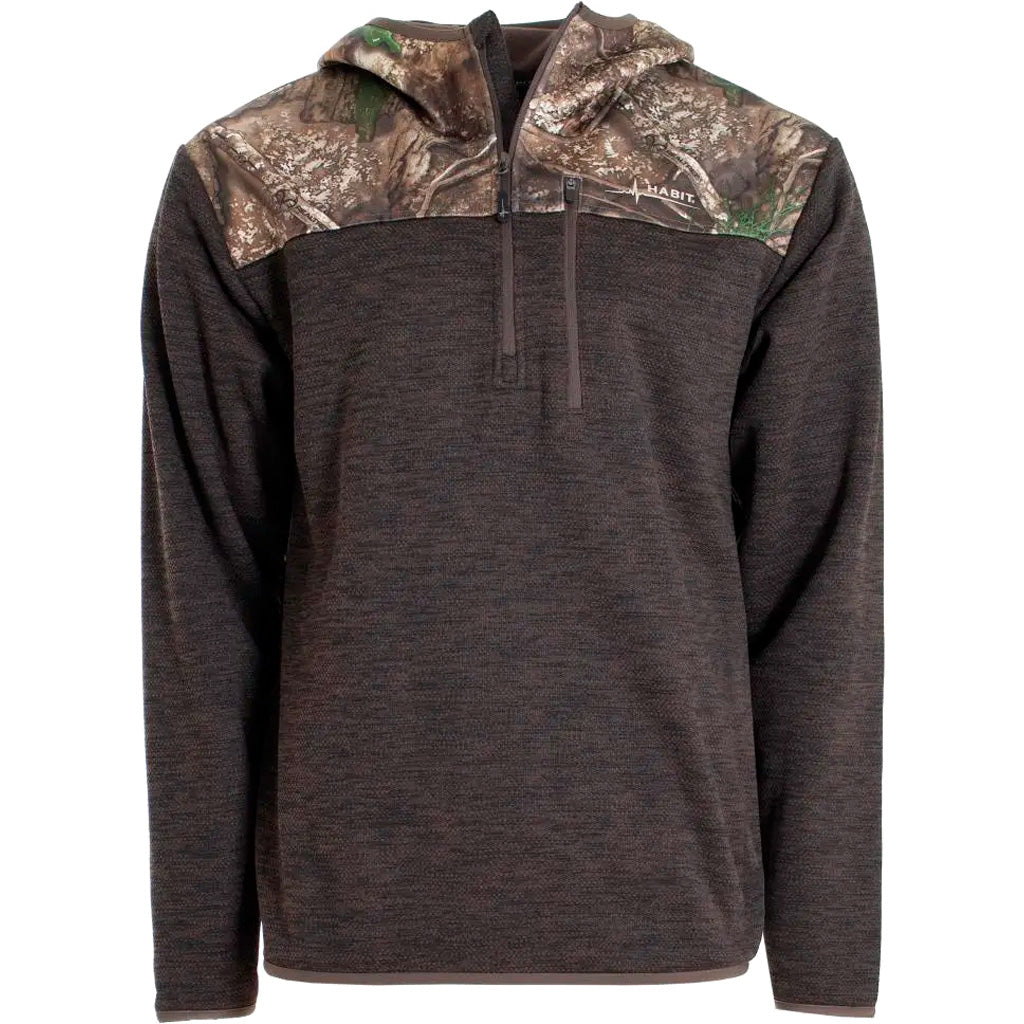 Habit Habit Men's 1/4 Zip Hooded Fleece Pullover L-Realtree APX / Turkish Coffee - Imported Draft - DropShot Archery