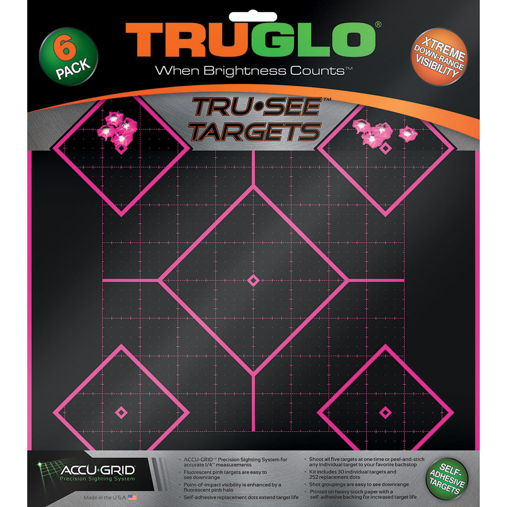 TruGlo Truglo Trusee Splatter 5-diamond Target Pink 12x12 6 pk. - Archery & Outdoor Gear - DropShot Archery