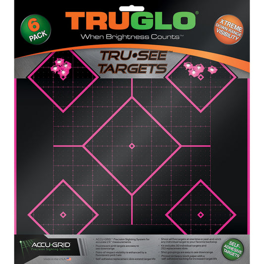 TruGlo Truglo Trusee Splatter 5-diamond Target Pink 12x12 6 pk. - Archery & Outdoor Gear - DropShot Archery