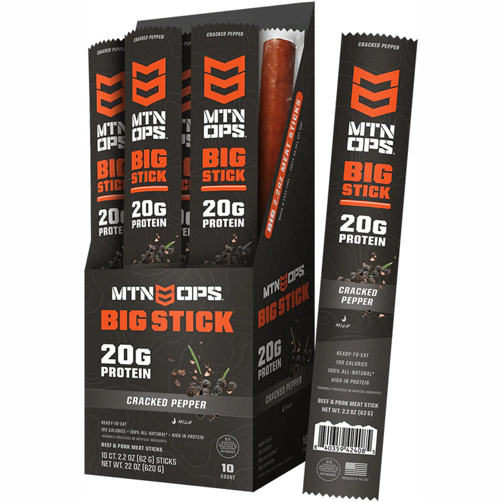 MTN OPS Mtn Ops Big Meat Stick Cracked Pepper 10ct Box - Archery & Outdoor Gear - DropShot Archery