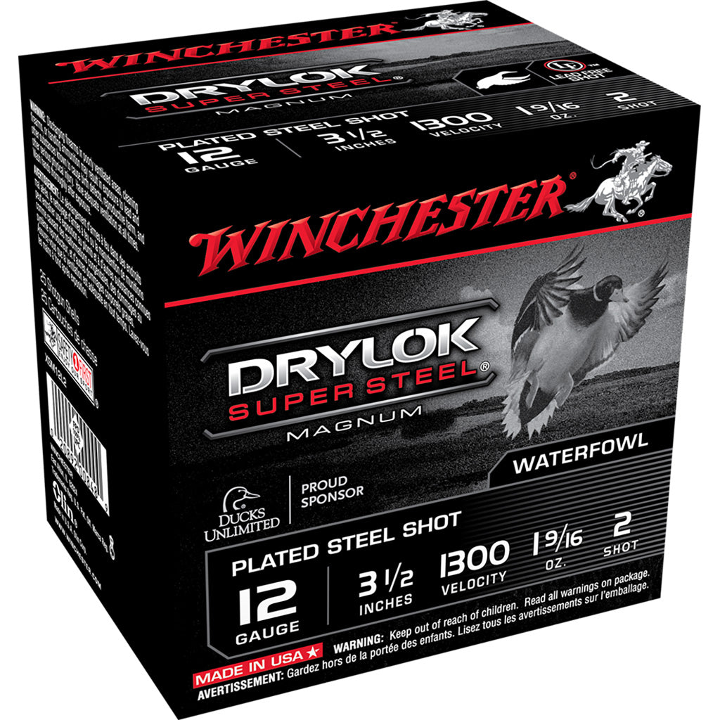 Winchester Winchester Drylok Magnum Plated Load 12 ga. 3.5 in. 1 9/16 oz. 2 Shot 25 rd. - Imported Draft - DropShot Archery
