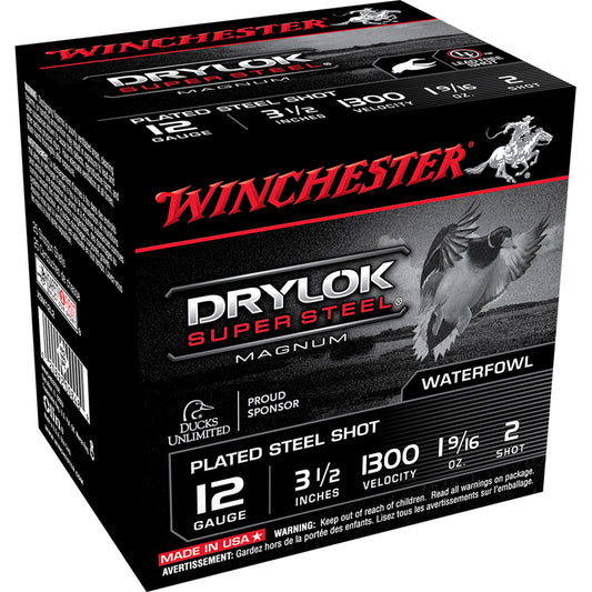 Winchester Winchester Drylok Magnum Plated Load 12 ga. 3.5 in. 1 9/16 oz. 2 Shot 25 rd. - Imported Draft - DropShot Archery