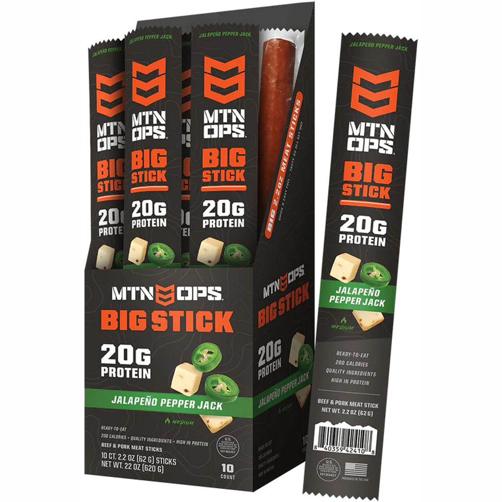 MTN OPS Mtn Ops Big Meat Stick Jalapeno Pepper Jack 10ct Box - Archery & Outdoor Gear - DropShot Archery