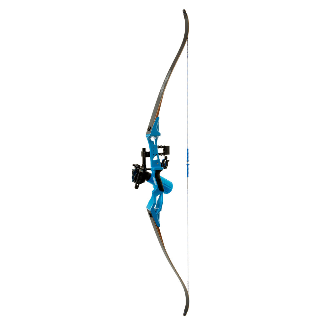Fin-Finder Fin Finder Bank Runner Bowfishing Recurve Package with Winch Pro Bowfishing Reel Blue 35 lbs. RH - Imported Draft - DropShot Archery