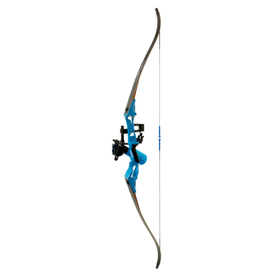 Fin-Finder Fin Finder Bank Runner Bowfishing Recurve Package with Winch Pro Bowfishing Reel Blue 35 lbs. RH - Imported Draft - DropShot Archery