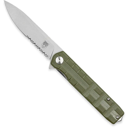 CobraTec Cobratec Medium Kuzio Drop Serrated Folder Knife Folding Blade Od Green - Archery & Outdoor Gear - DropShot Archery
