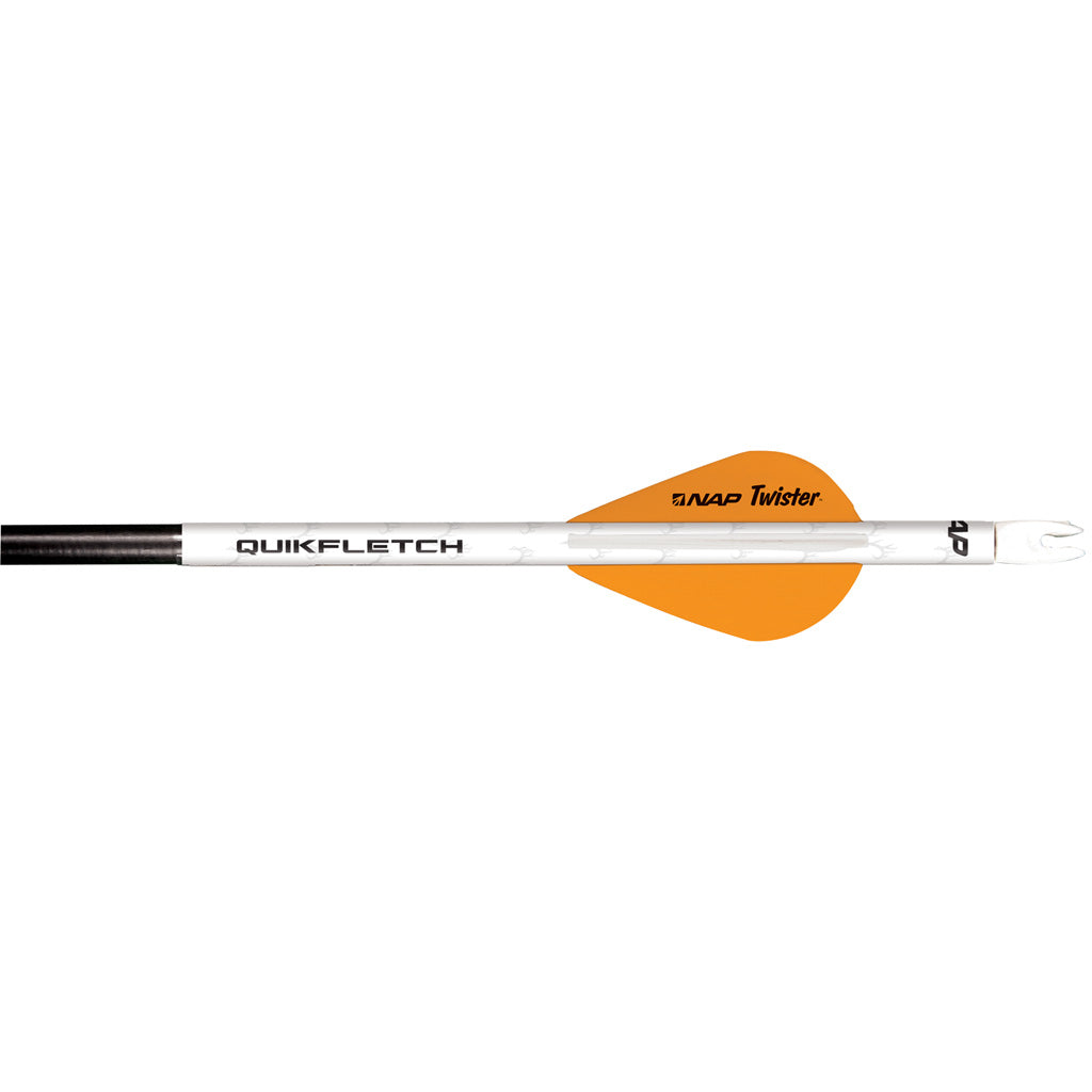 New Archery Products Nap Quikfletch W/twister Vanes White/orange 6 pk. - Outdoor Gear - DropShot Archery