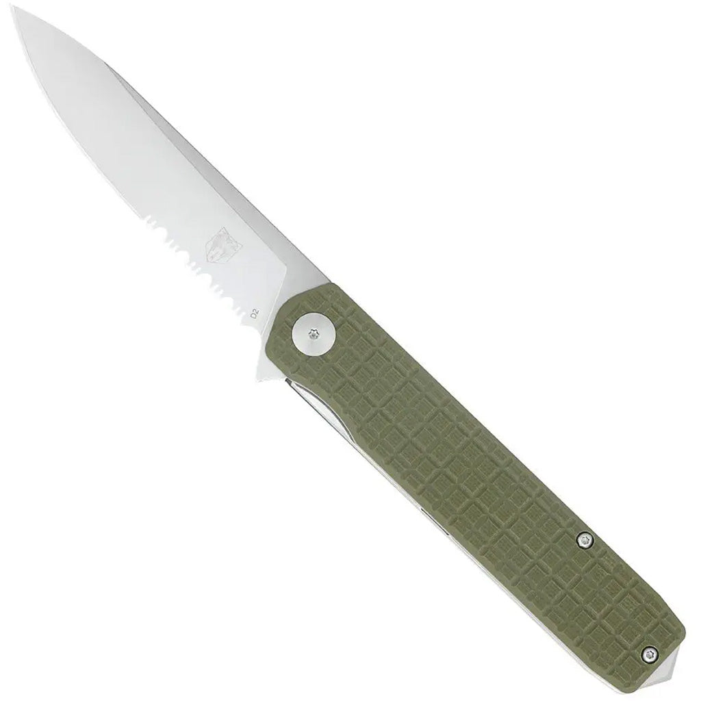CobraTec Cobratec Medium Cayden Drop Knife Serrated Folding Blade Od Green - Archery & Outdoor Gear - DropShot Archery